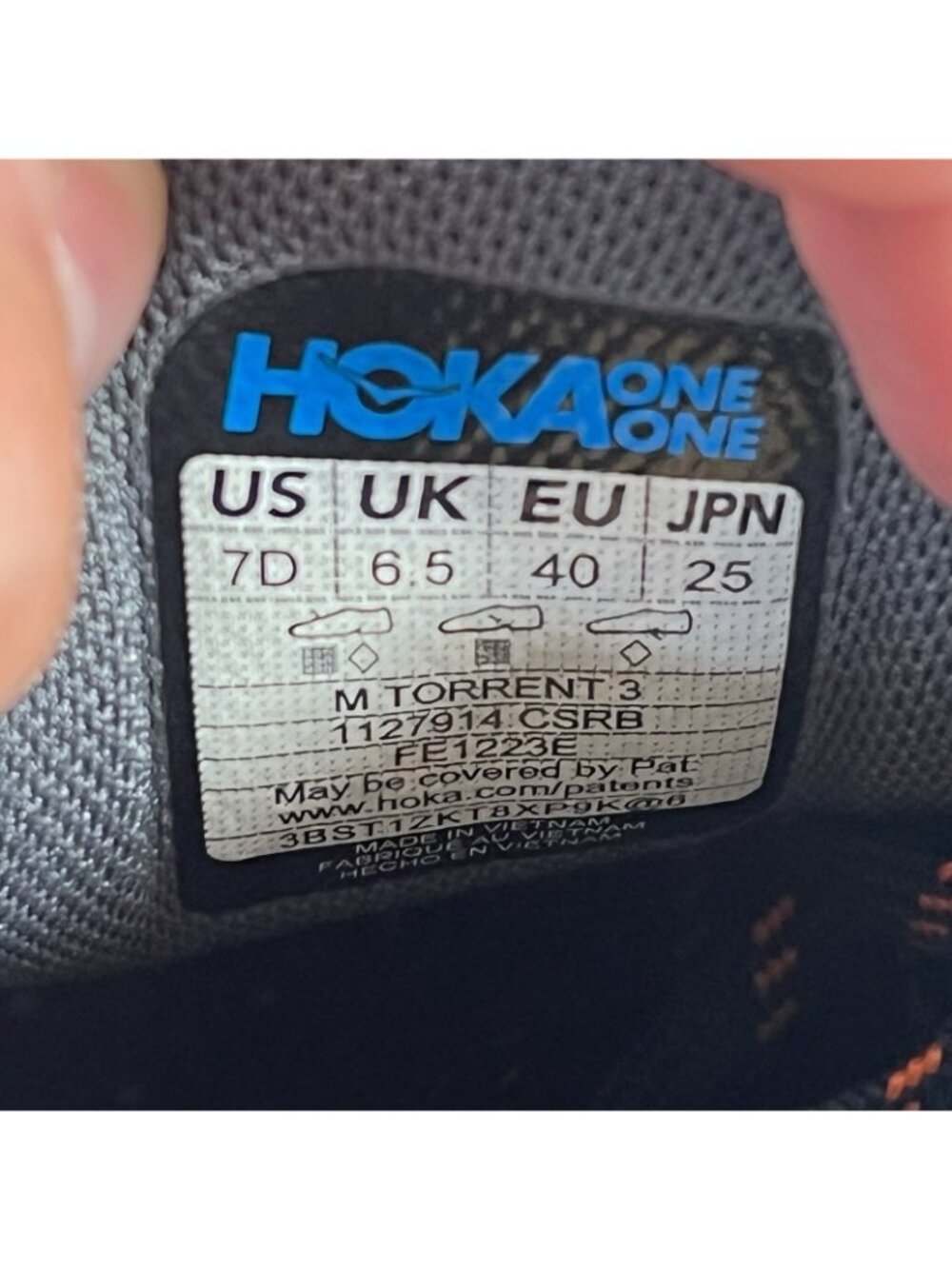 Hoka One One Torrent 3 Men Size 7 Blue Running Shoes Sneakers - Picture 9 of 9